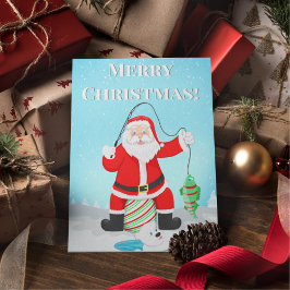 Funny Santa Ice Gevist met poolijs Beer Briefkaart