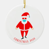 Funny Santa in Face Mask Persoonlijke Kerstmis Keramisch Ornament (Voorkant)