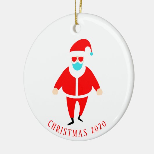 Funny Santa in Face Mask Persoonlijke Kerstmis Keramisch Ornament (Links)
