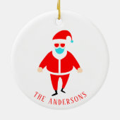 Funny Santa in Face Mask Persoonlijke Kerstmis Keramisch Ornament (Achterkant)