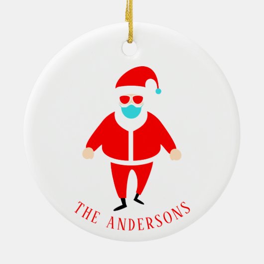 Funny Santa in Face Mask Persoonlijke Kerstmis Keramisch Ornament (Achterkant)