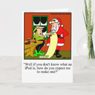 Funny Santa IPod Humor Kerst Kaart