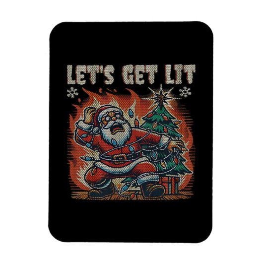 Funny Santa Is Burning Let's Get Lit Classic Magneet (Verticaal)