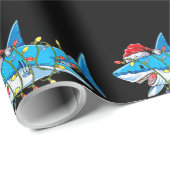 Funny Santa Jaws Shark Kerstlights Merry Shar Cadeaupapier (Rol Hoek)