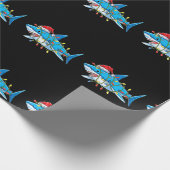 Funny Santa Jaws Shark Kerstlights Merry Shar Cadeaupapier (Hoek)