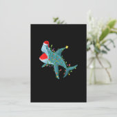 Funny Santa Jaws Shark Kerstlights Merry Shar Kaart (Staand voorkant)