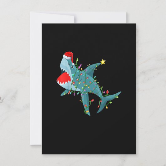 Funny Santa Jaws Shark Kerstlights Merry Shar Kaart (Voorkant)