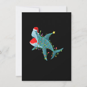 Funny Santa Jaws Shark Kerstlights Merry Shar Kaart