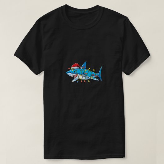 Funny Santa Jaws Shark Kerstlights Merry Shar T-shirt (Design voorkant)