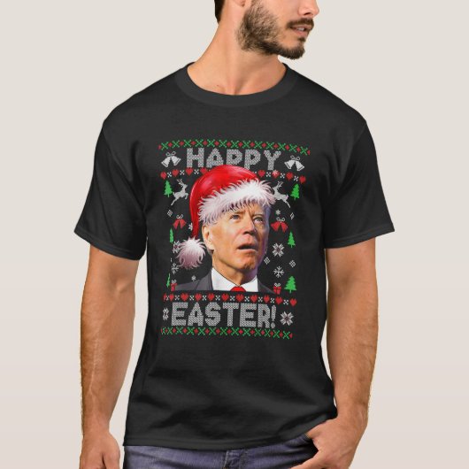 Funny Santa Joe Biden Happy Easter Ugly Kerstmis T-shirt (Voorkant)