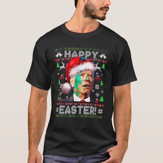 Funny Santa Joe Biden Happy Easter Ugly Kerstmis T-shirt (Voorkant)
