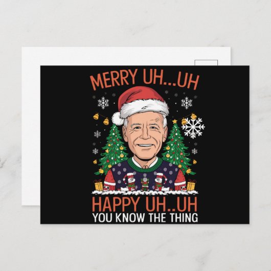 Funny Santa Joe Biden Merry Uh Kerstlly Ugly Feestdagenkaart (Voorkant / Achterkant)