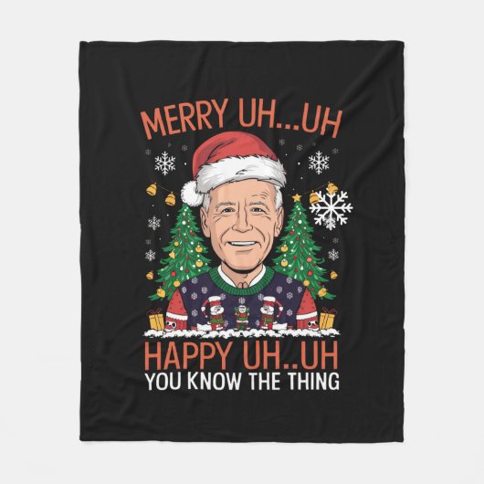 Funny Santa Joe Biden Merry Uh Kerstlly Ugly Fleece Deken (Voorkant)