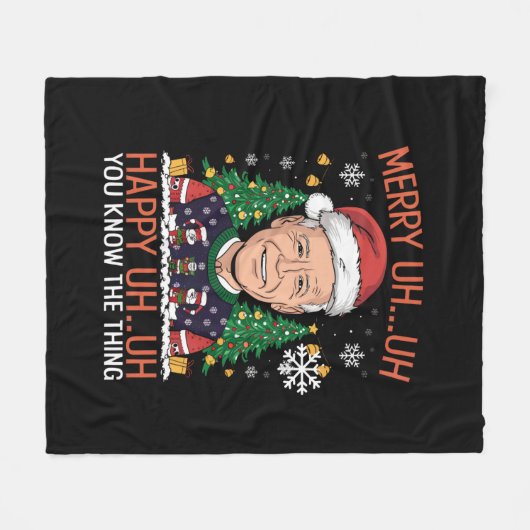 Funny Santa Joe Biden Merry Uh Kerstlly Ugly Fleece Deken (Voorkant (Horizontaal))