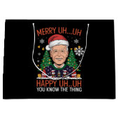 Funny Santa Joe Biden Merry Uh Kerstlly Ugly Groot Cadeauzakje (Voorkant)