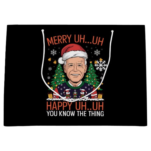 Funny Santa Joe Biden Merry Uh Kerstlly Ugly Groot Cadeauzakje (Voorkant)