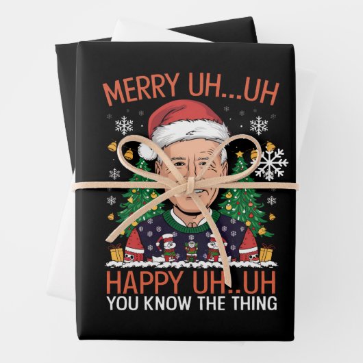 Funny Santa Joe Biden Merry Uh Kerstlly Ugly Inpakpapier Vel (In situ)
