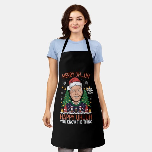 Funny Santa Joe Biden Merry Uh Kerstlly Ugly Schort (Gedragen)