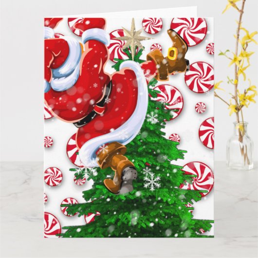 Funny Santa Kaart (Gele Bloem)