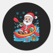 Funny Santa Kayaking Lover Holiday Christmas Xmas  Ronde Sticker (Voorkant)