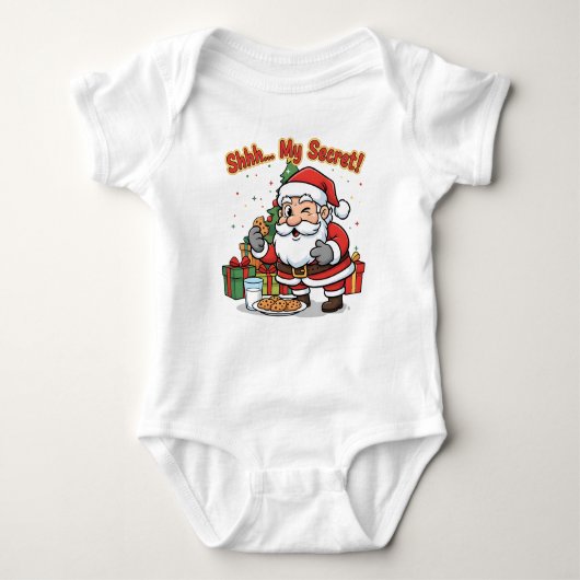 Funny Santa Kids Jersey | Cookie Thief Christmas O Romper (Voorkant)