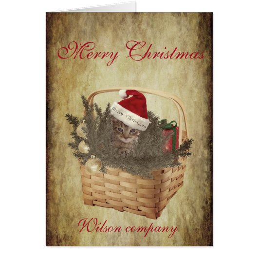  Funny Santa kitten in de mand (Voorkant)