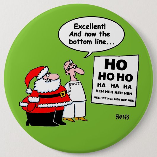 Funny Santa leest Cartoon Optometrist Eye Chart Ronde Button 6,0 Cm (Voorkant)