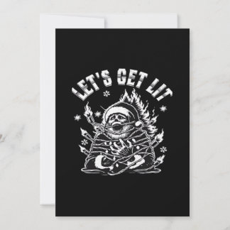 Funny Santa Let's Get Lit Classic Feestdagenkaart