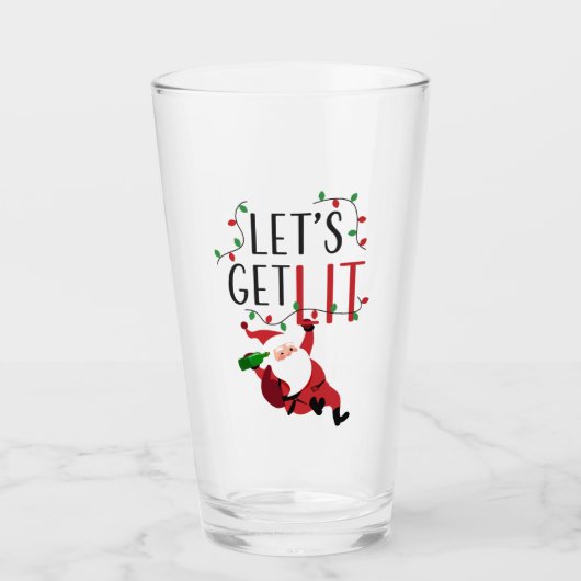 Funny Santa Let's krijgen een kleine kerstslogan Glas (Voorkant)