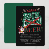 Funny Santa Make it Rein Beer Kerstfeestdag Kaart (Voorkant / Achterkant)