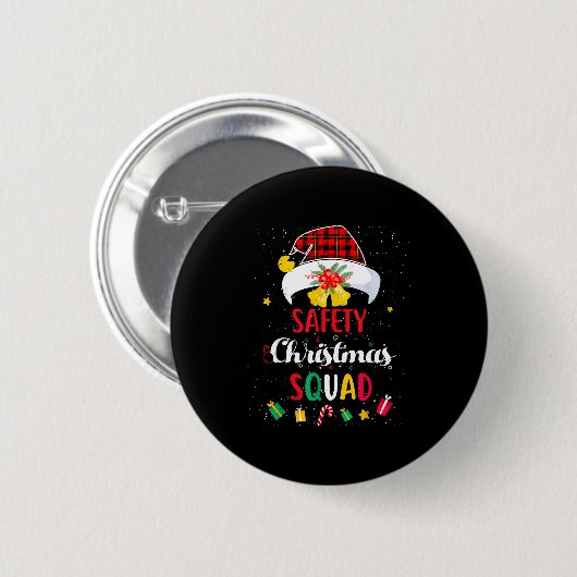 Funny Santa Match Hat Safety Squad Security Ronde Button 5,7 Cm (Voorkant /achterkant)