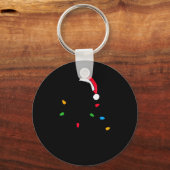 Funny Santa Miniature Schnauzer Christmas Lights D Sleutelhanger (Voorkant)