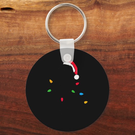 Funny Santa Miniature Schnauzer Christmas Lights D Sleutelhanger (Voorkant)