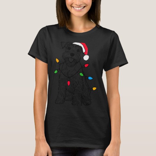Funny Santa Miniature Schnauzer Christmas Lights D T-shirt (Voorkant)