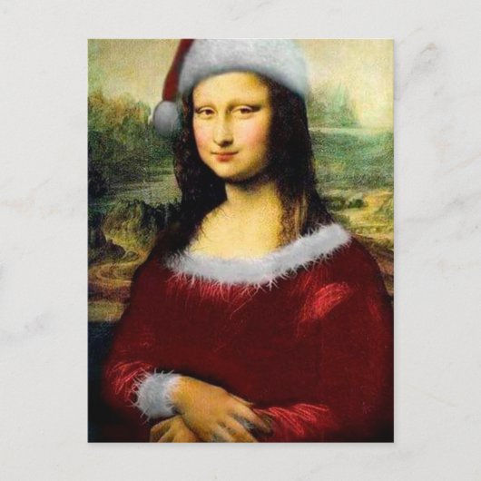 Funny Santa Mona Lisa Merry Kerstmis Briefkaart (Voorkant)
