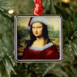 Funny Santa Mona Lisa Merry Kerstmis Metalen Ornament