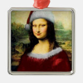 Funny Santa Mona Lisa Merry Kerstmis Metalen Ornament (Voorkant)