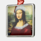 Funny Santa Mona Lisa Merry Kerstmis Metalen Ornament (Links)