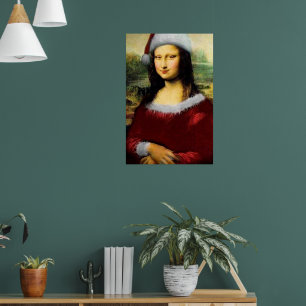 Funny Santa Mona Lisa Merry Kerstmis Poster