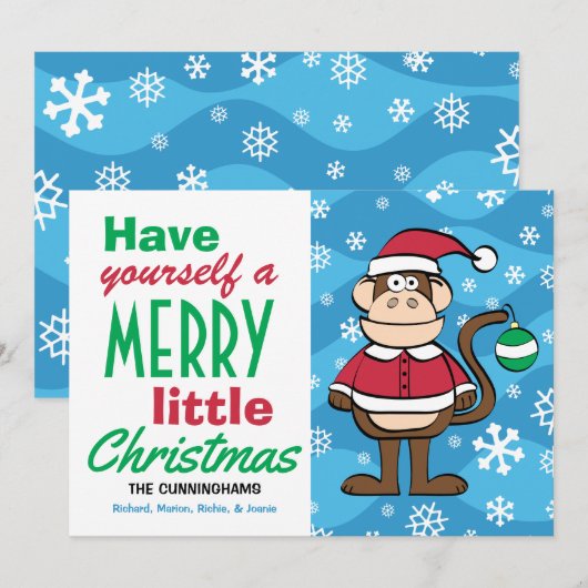 Funny Santa Monkey Kerstmis Feestdagenkaart (Voorkant / Achterkant)