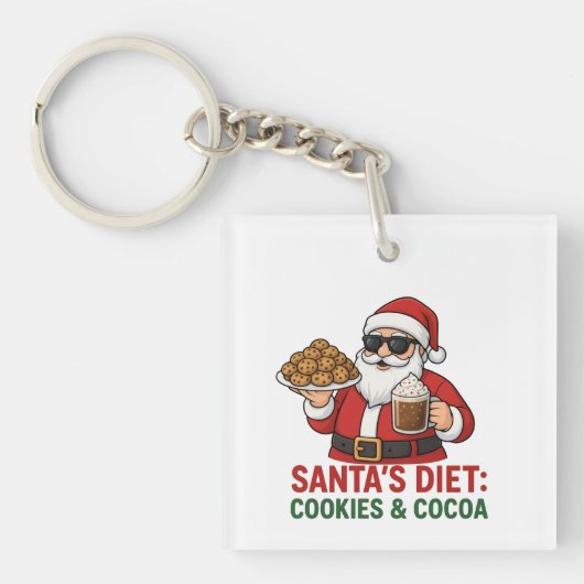 Funny Santa Mug – Santa’s Diet: Cookies & Cocoa Sleutelhanger (voorkant)