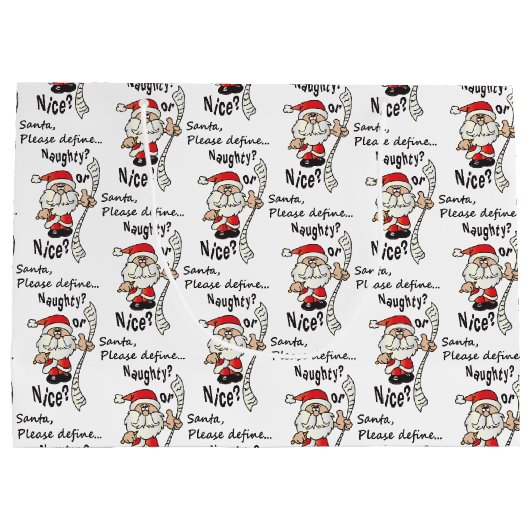 Funny Santa Naughty of Nice Groot Cadeauzakje (Achterkant)