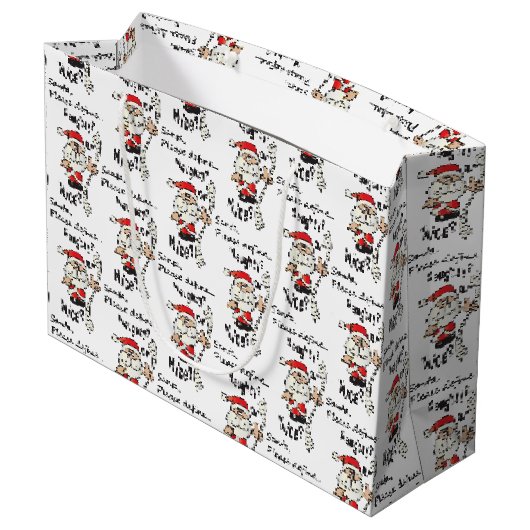 Funny Santa Naughty of Nice Groot Cadeauzakje (Achterkant Gekanteld)