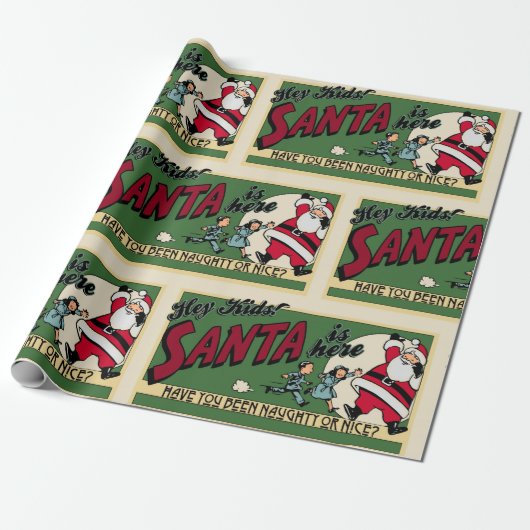 Funny Santa "Naughty" of "Nice" Kerstmis met de te Cadeaupapier (Uitgerold)