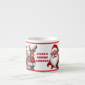 Funny Santa Needs Coffee Humorous Christmas Coffee Espresso Kop (Voorkant)