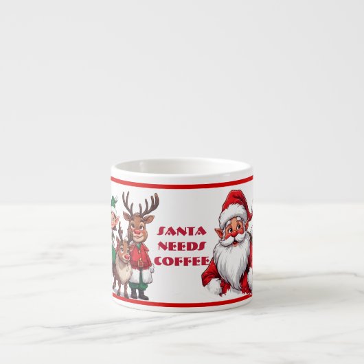 Funny Santa Needs Coffee Humorous Christmas Coffee Espresso Kop (Voorkant)
