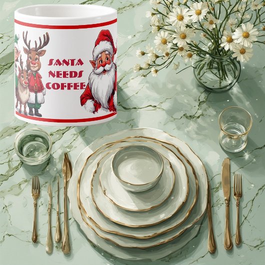Funny Santa Needs Coffee Humorous Christmas Coffee Espresso Kop