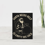 Funny Santa Needs Help To Empty His Sack Adult Hum Kaart (Voorkant)
