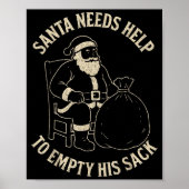 Funny Santa Needs Help To Empty His Sack Adult Hum Poster (Voorkant)