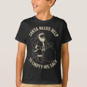 Funny Santa Needs Help To Empty His Sack Adult Hum T-shirt (Voorkant)